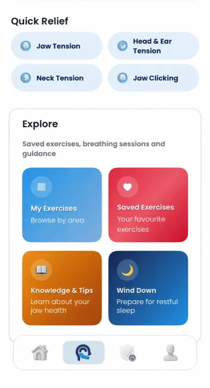 The JawBuddy exercise library on an iPhone