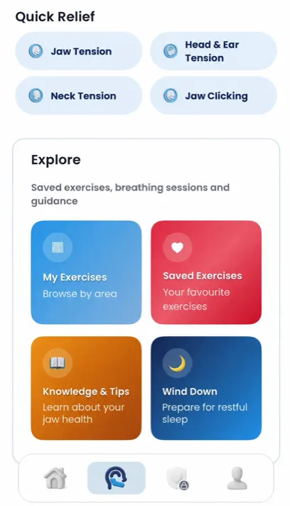 The JawBuddy exercise library on an iPhone